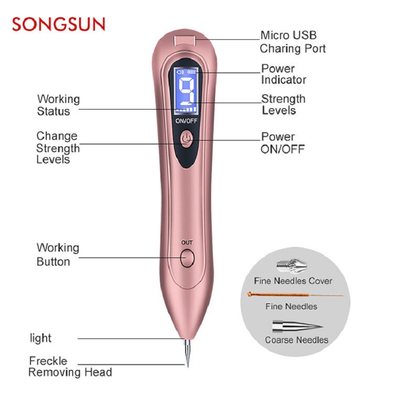 Acne Friwle Skin Tag Tatoo Device Device Sweep Spot Odstranění pera Plazma Laser Mole Remover Beauty Demonting Pen